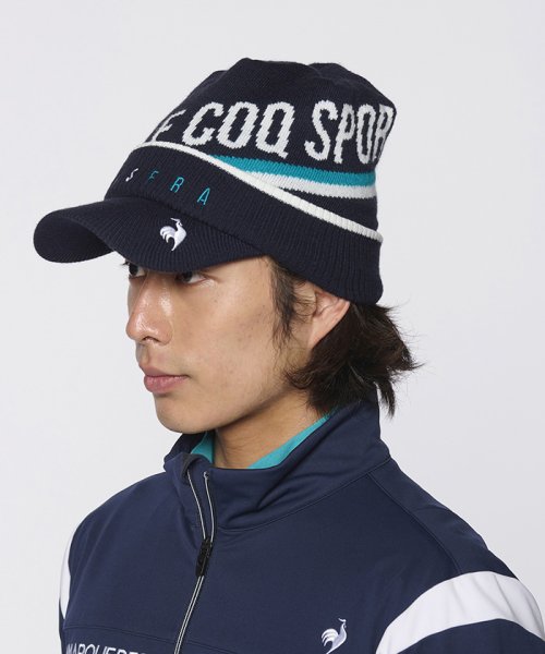 le coq sportif GOLF (ルコックスポルティフ（ゴルフ）)/庇付きニットキャップ/ネイビー