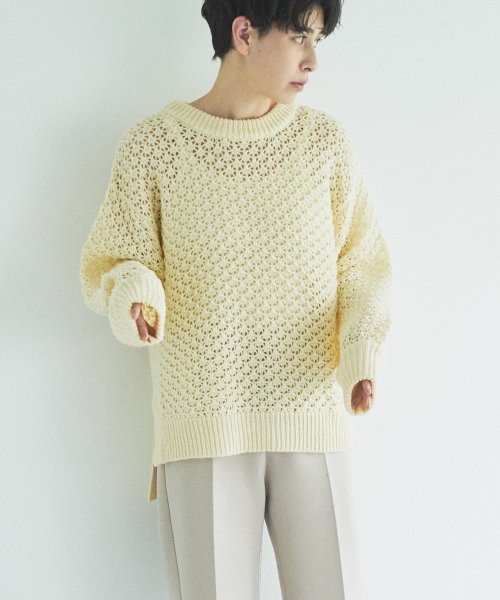 【Audrey and John Wad】レース柄透かし編みニットプルオーバー 