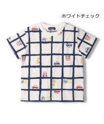 moujonjon(ムージョンジョン)/【子供服】 moujonjon (ムージョンジョン) 日本製ボーダー・チェック総柄Ｔシャツ 90cm～120cm M30863/ホワイト