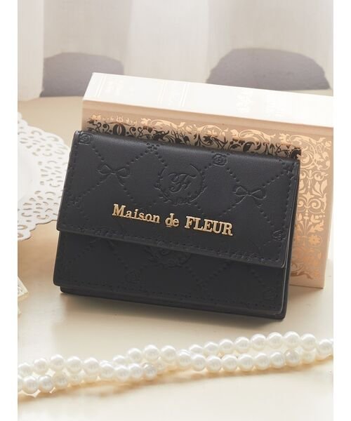 Maison de FLEUR(メゾンドフルール)/カラーモノグラムカードケース/ブラック