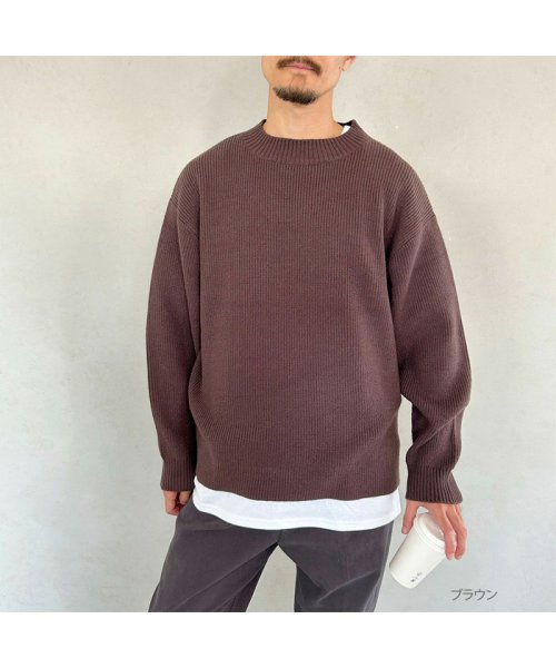 MAC HOUSE(men)(マックハウス（メンズ）)/GOOD CREW グッド クルー ボトルネックニット QGC/00096FW/ブラウン