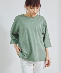 Fizz(フィズ)/7分袖シームデザインTシャツ　ワイド　BIG/グリーン