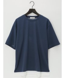 TAKA-Q(タカキュー)/クウ/KU 梨地 レイヤード風クルーネック 半袖 メンズ Tシャツ カットソー カジュアル インナー ビジネス ギフト プレゼント/ブルー