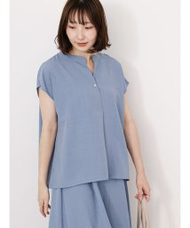 Te chichi TERRASSE(テチチテラス)/麻調スキッパーブラウス(セットアップ可)/ブルー