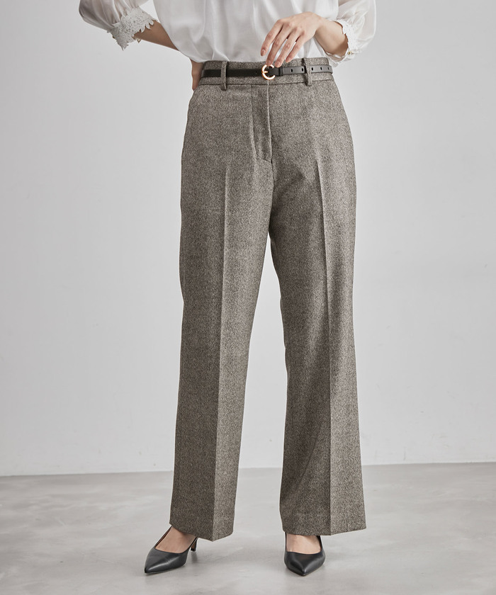 予約受付中】 shikitari ヘリンボーンフレアパンツ スラックス - www