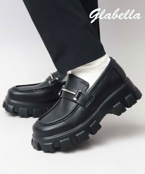 glabella(グラベラ)/glabella グラベラ 厚底 ビットローファー メンズローファー メンズシューズ 黒 ブラック シンプル/ブラック