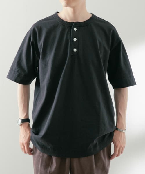ITEMS URBANRESEARCH(アイテムズアーバンリサーチ（メンズ）)/Healthknit　MADE IN USA Henley－Neck T－shirts/BLK