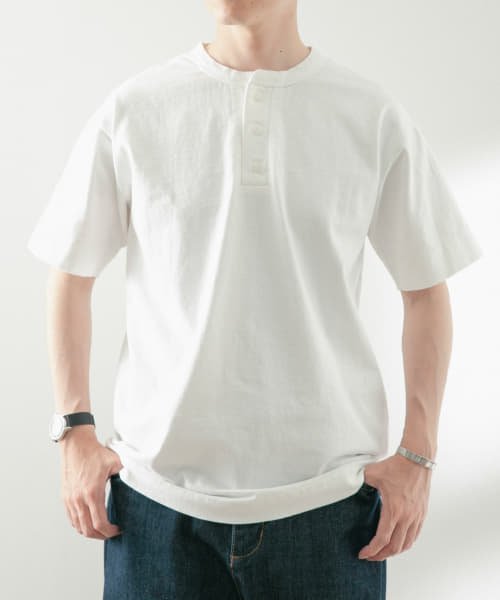 ITEMS URBANRESEARCH(アイテムズアーバンリサーチ（メンズ）)/Healthknit　MADE IN USA Henley－Neck T－shirts/WHT