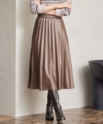 J.PRESS LADIES（LARGE SIZE）(J．プレス　レディス（大きいサイズ）)/【洗える】Mistyスラブツイル プリーツ スカート/ブラウン系