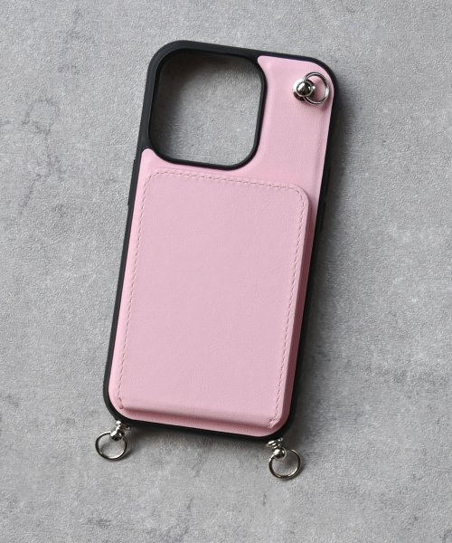 Editors Draw(エディターズドロー)/ミラー・カードポケット スマホケース iPhone 14pro/Pink