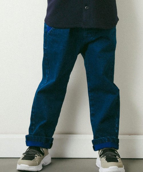 BeBe Petits Pois Vert(ベベ プチ ポワ ヴェール)/裾カラー折り返しデニムパンツ(95~150cm)/ブルー