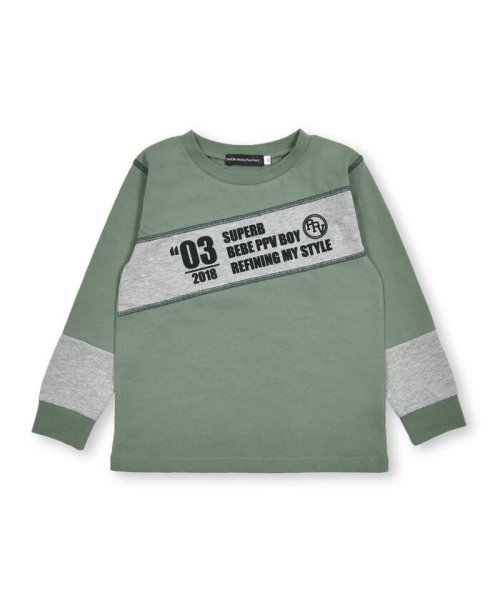 BeBe Petits Pois Vert(ベベ プチ ポワ ヴェール)/切り替えロングスリーブTシャツ(95~150cm)/グリーン