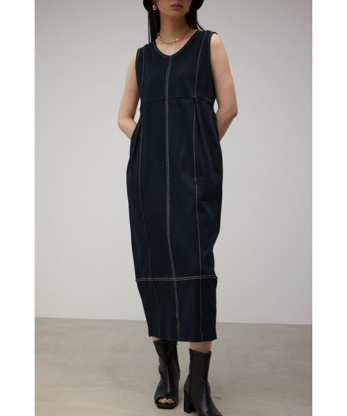 AZUL by moussy(アズールバイマウジー)/STITCH DESIGN COCOON CUT OP/BLK