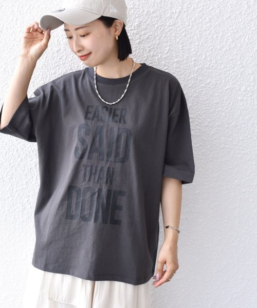 SHIPS WOMEN(シップス　ウィメン)/【SHIPS別注】81BRANCA:5分袖 ロゴ TEE 24SS ◇/ダークグレー