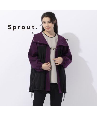 【Sprout.】配色ラミネート加工　フード付きライトコート