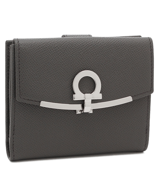 FERRAGAMO フェラガモ　ガンチーニ　二つ折り財布　グレー