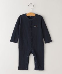 SHIPS KIDS(シップスキッズ)/SHIPS KIDS:70～80cm / 接結 ロゴ 長袖 ロンパース/ネイビー