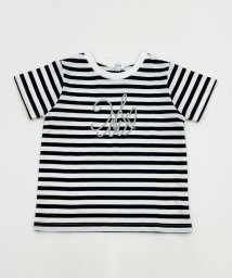 a.v.v(KID'S)(アー・ヴェ・ヴェキッズ)/[160]ビッグロゴ刺繍Tシャツ/ボーダー
