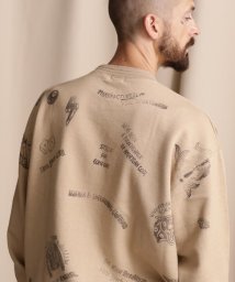 Schott(ショット)/WEB LIMITED/FADE STAMP SWEAT/フェード スタンプスウェット/ベージュ