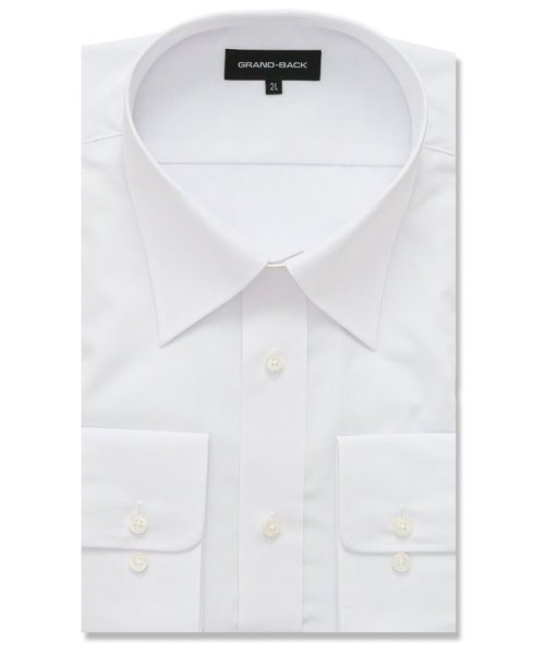GRAND-BACK(グランバック)/【大きいサイズ】グランバック/GRAND－BACK 形態安定 セミワイドカラー 長袖 シャツ メンズ ワイシャツ ビジネス yシャツ 速乾 ノーアイロン 形態安/ホワイト