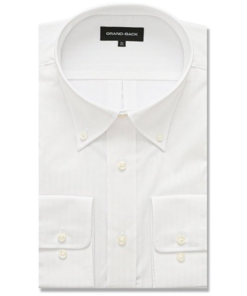 GRAND-BACK(グランバック)/【大きいサイズ】グランバック/GRAND－BACK 形態安定 ボタンダウン 長袖 シャツ メンズ ワイシャツ ビジネス yシャツ 速乾 ノーアイロン 形態安定/ホワイト