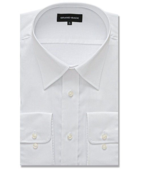 GRAND-BACK(グランバック)/【大きいサイズ】グランバック/GRAND－BACK 綿100％ 形態安定 セミワイドカラー 長袖 シャツ メンズ ワイシャツ ビジネス yシャツ 速乾 ノーアイ/ホワイト