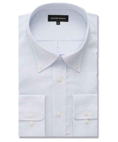 GRAND-BACK(グランバック)/【大きいサイズ】グランバック/GRAND－BACK 綿100％ 形態安定 ボタンダウン 長袖 シャツ メンズ ワイシャツ ビジネス yシャツ 速乾 ノーアイロン/ブルー