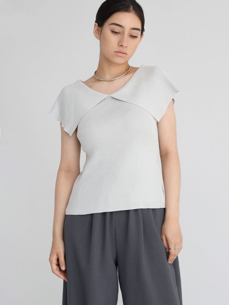 新品アーガAga 　サイドボタンリブニット　黒　M