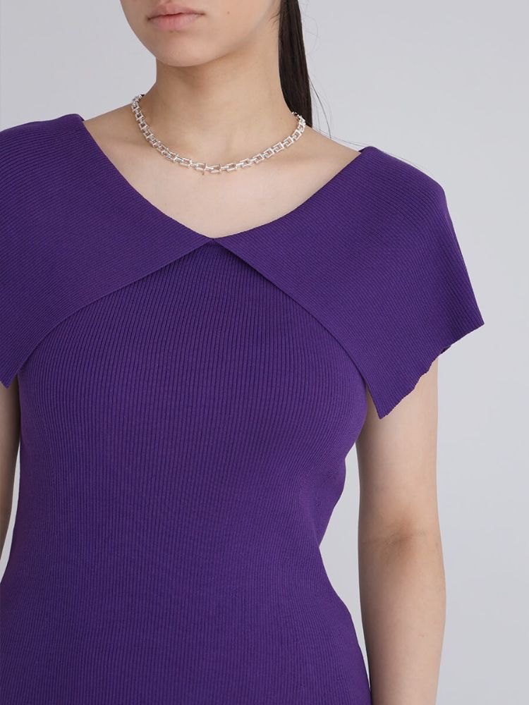 新品アーガAga 　サイドボタンリブニット　黒　M