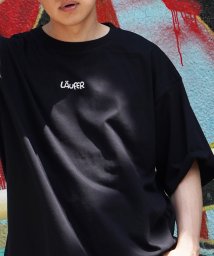 1111clothing(ワンフォークロージング)/【 Laufer センター刺繍 ルーズTシャツ 】 オーバーサイズ ロゴ tシャツ メンズ ビッグtシャツ レディース 半袖 ゆったり 綿100% ワンポイント/ブラック