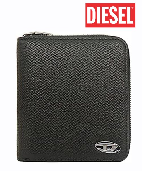 DIESEL(ディーゼル)/【DIESEL / ディーゼル】Bi－Fold Coin Zip M / 二つ折り ラウンドジップ 財布 X09363 プレゼント ユニセックス 牛革 本革/ブラック 