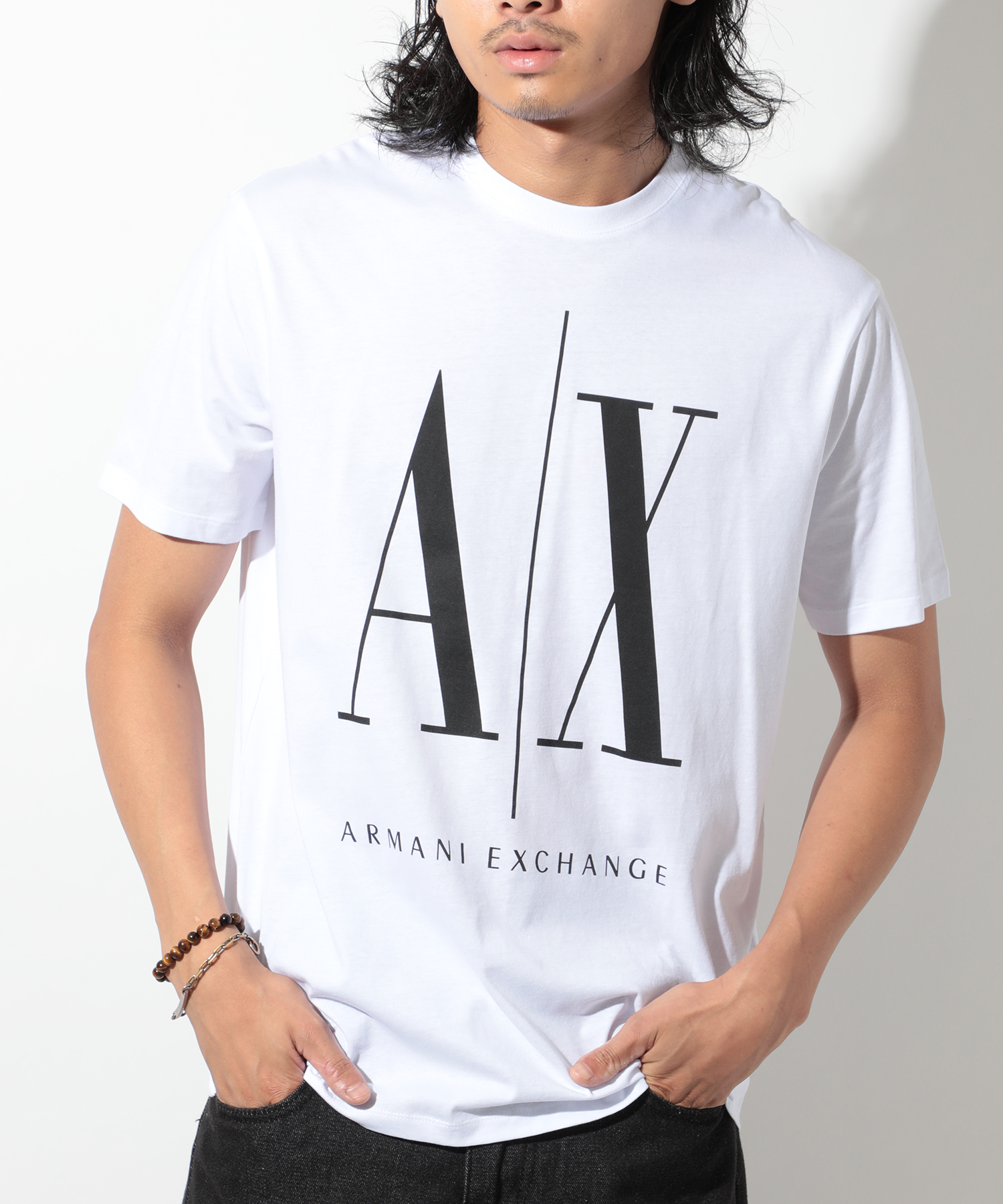 AX　Tシャツ07D　Lサイズ　ロゴ　新品　アルマーニ　8NZTPA