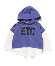 SHOO・LA・RUE(Kids) (シューラルーキッズ)/【110－140cm】フードベストドッキングロンT/パープル（083）