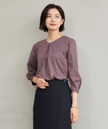 J.PRESS LADIES(J．プレス　レディス)/ストライプジャカード Vネック カットソー/ワイン系1