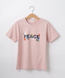 Dessin(kids)(デッサン　キッズ)/ロゴフラワーモチーフTシャツ/ベビーピンク（071）