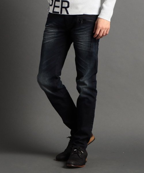黒顔料ビットデニムパンツ 