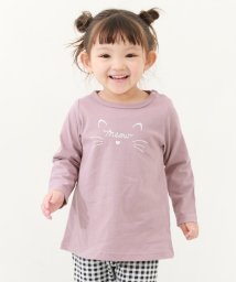 devirock(デビロック)/デビラボ プリント長袖チュニック 子供服 キッズ 女の子 トップス 長袖Tシャツ ロンT 綿100%/ラベンダー2