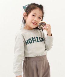 devirock(デビロック)/デビラボ プリント袖リブ 長袖Tシャツ 子供服 キッズ ベビー 男の子 女の子 長袖Tシャツ ロンT /ライトグレー