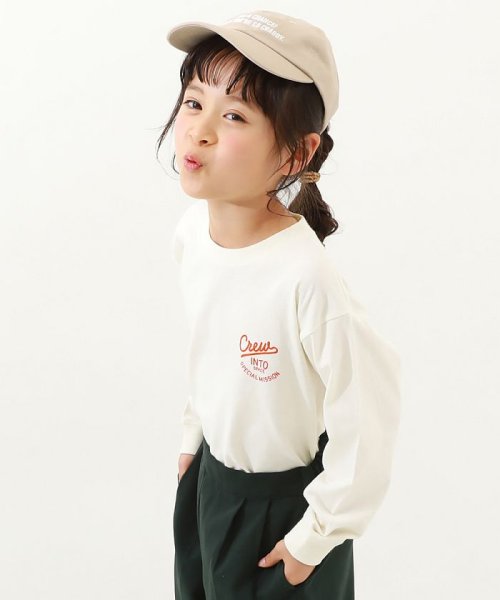 devirock(デビロック)/デビラボ プリント袖リブ 長袖Tシャツ 子供服 キッズ ベビー 男の子 女の子 長袖Tシャツ ロンT /オフホワイト系1