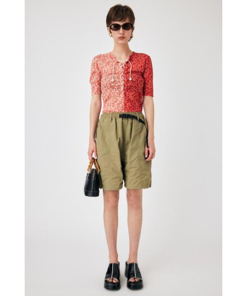 moussy(マウジー)/ASYMMETRIC COLOR LACE UP トップス/RED