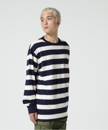 Schott(ショット)/WIDE BORDER POCKET T－SHIRT/ワイドボーダー ポケットTシャツ/ネイビー