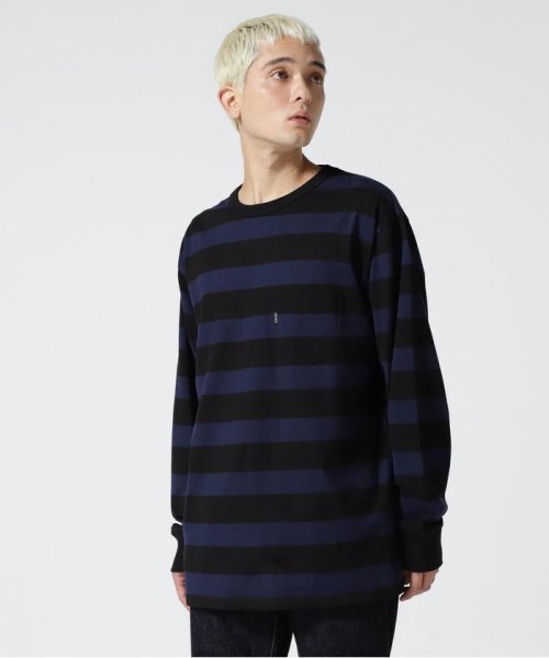 Schott(ショット)/WIDE BORDER POCKET T－SHIRT/ワイドボーダー ポケットTシャツ/インディゴ7