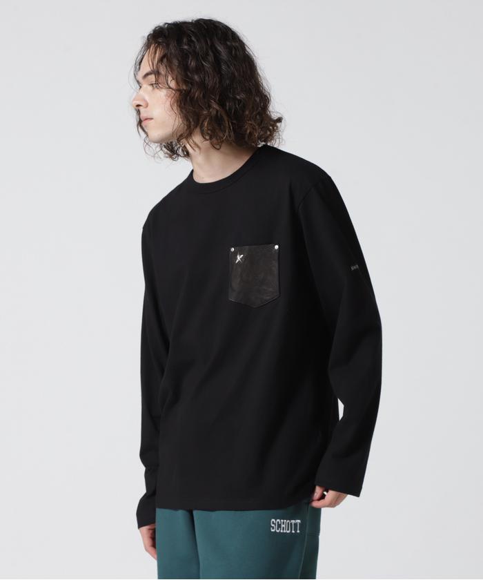 LETHER POKET LS TEE/レザーポケット ロングスリーブ Tシャツ