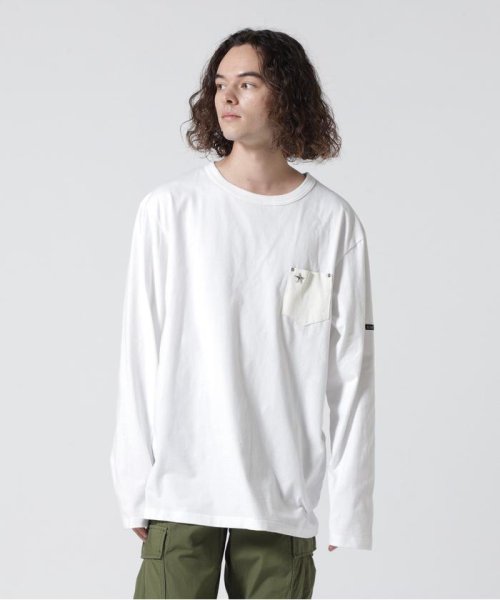 Schott(ショット)/ LETHER POKET LS TEE/レザーポケット ロングスリーブ Tシャツ/ホワイト