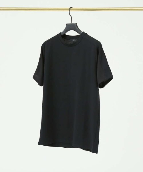 5351POURLESHOMMES(5351POURLESHOMMES)/異素材セミラグラン 半袖Tシャツ/ブラック