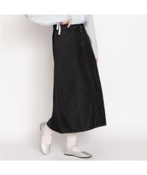SVEC(シュベック)/デニムスカート スリット ロング 台形 ハイウエスト ロングスカート 青 韓国 ファッション スカート ロング 大人 おしゃれ 可愛い かわいい ブラック 黒/ブラック