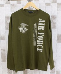 TopIsm(トップイズム)/ロンT メンズ Tシャツ 長袖 ロングTシャツ ロゴ フォト プリント 綿 コットン クルーネック アメカジ 長袖Tシャツ 大きいサイズ  春 夏 秋冬/カーキ系1