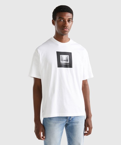 BENETTON (mens)(ベネトン（メンズ）)/シティデザイン半袖Tシャツ・カットソー/ホワイト