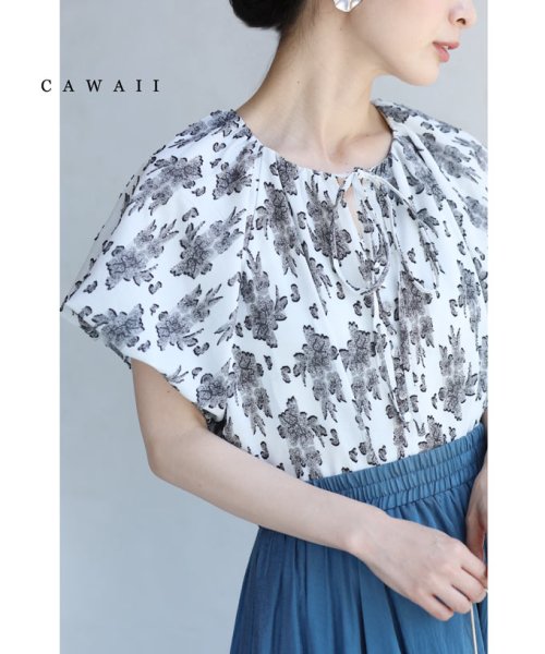 CAWAII(カワイイ)/前後着用可能な2way。ふっくら立体バルーン袖ブラウストップス/ホワイト