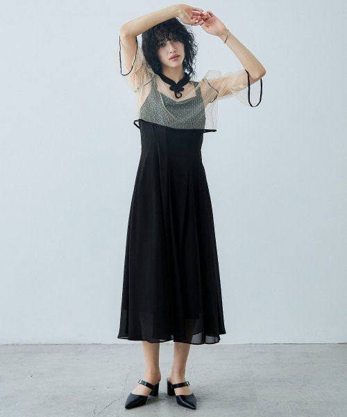 niana ニアナ 結婚式 ワンピース パーティードレス チャイナ風ボレロ キャミワンピ 2点セット ドット柄 チュール 羽織 ショート丈 キャンディスリーブ 5cm 47cm ニアナ ポリエステル100% ゴム 24cm 25cm